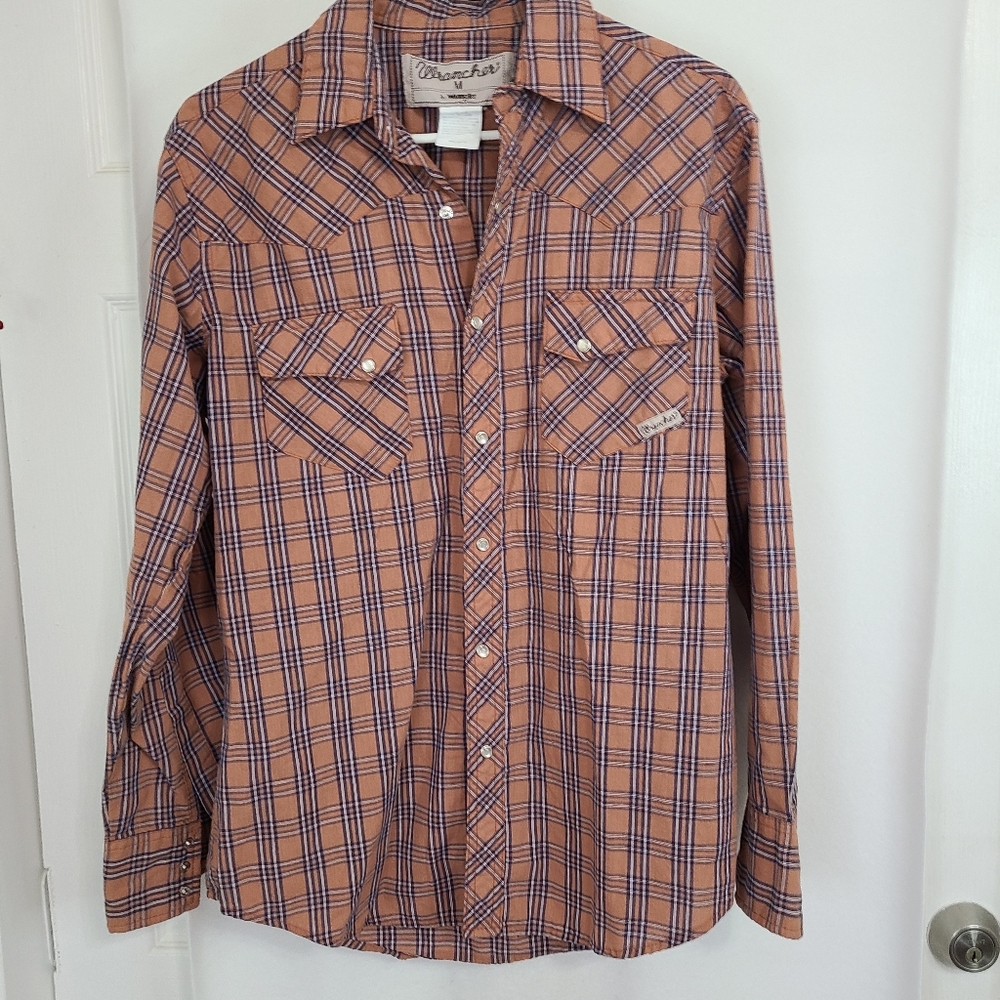 (717) Vintage Wrancher by Wrangler Men's Classic Long Sleeve Work Shirt, Size: M